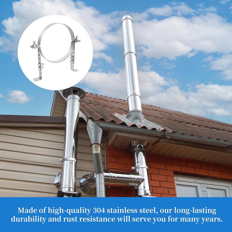 Mineye 8 inch Adjustable Vent Wall Strap, Heavy Duty Stainless Steel Chimney Adjustable Pipe Bracket, B Vent Wall Bracket, Stove Pipe Hanger Strap Round Split Ring Vent Pipe Strap - Image 5