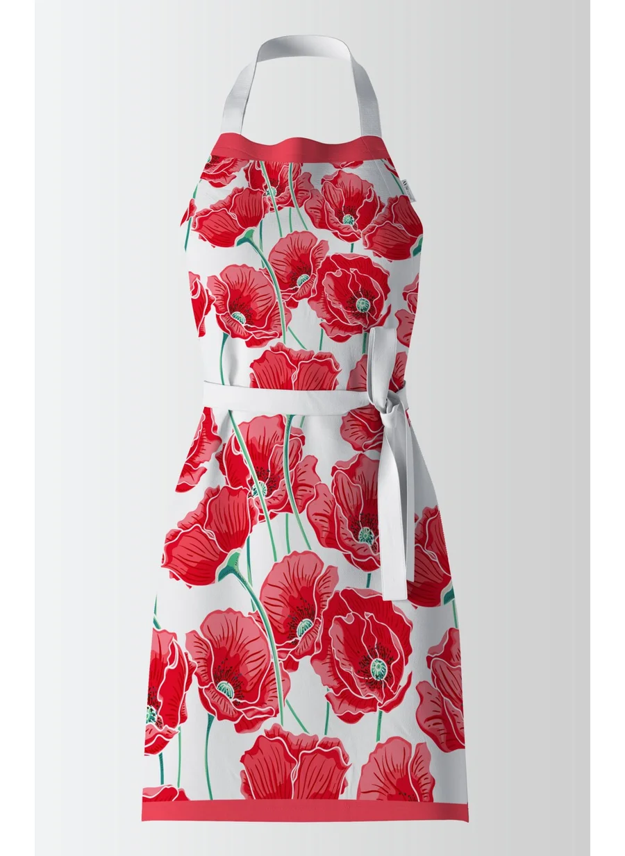 Ays Home Exclusive Poppy Patterned Kitchen Apron