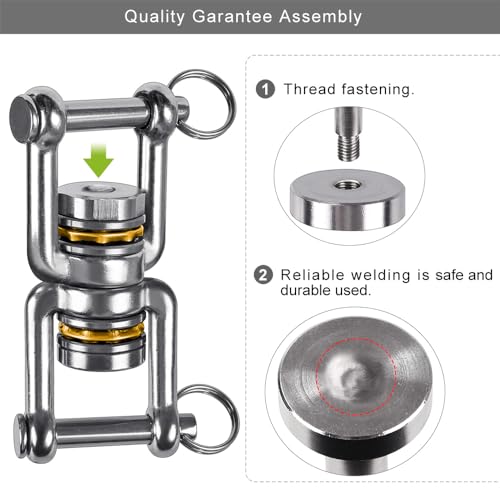 BeneLabel Swing Swivel, 360° Rotational Device with 2 Bearings, 770LB Capacity, Stainless Steel, for Aerial Dance, Yoga Swing Sets,Web Tree Swing, and More, 2 Pack - Image 3