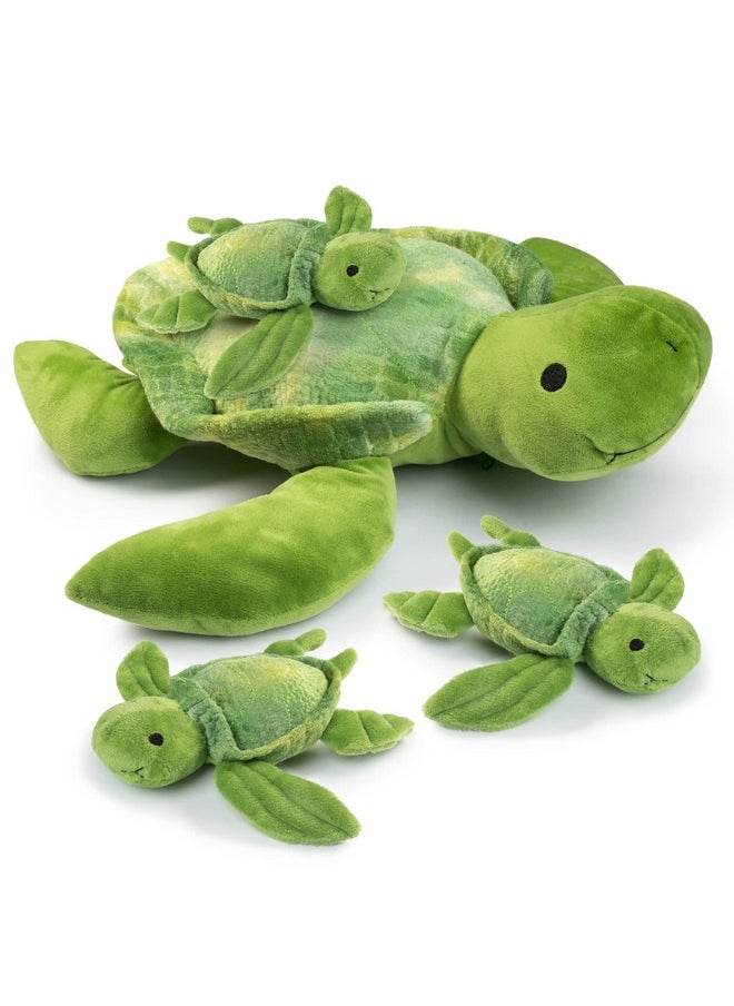 Plush Creations Talking Stuffed Mommy Sea Turtle With 3 Baby Turtles In Her Tummy | Plush Turtles | Stuffed Turtle | Stuffed Animal Family | Stuffed Animal Mom And Baby | Stuffed Animals For Ages 0+  - Image 1