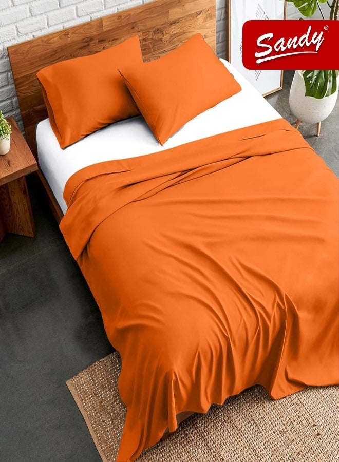 ساندي طقم شرشف سرير ساندي فاخر بجودة الفنادق مع أغطية وسادة، طقم من 3 قطع، شديد النعومة وجيد التهوية وبارد, مقاس دبل مفرد ونص 243 × 205 سم, برتقالي - Image 1