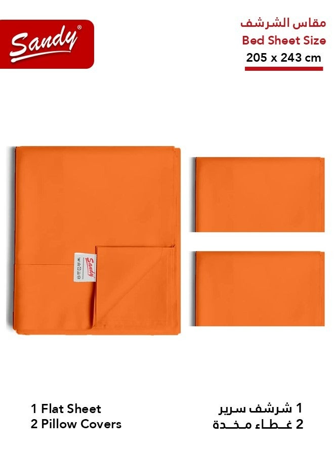 ساندي طقم شرشف سرير ساندي فاخر بجودة الفنادق مع أغطية وسادة، طقم من 3 قطع، شديد النعومة وجيد التهوية وبارد, مقاس دبل مفرد ونص 243 × 205 سم, برتقالي - Image 2