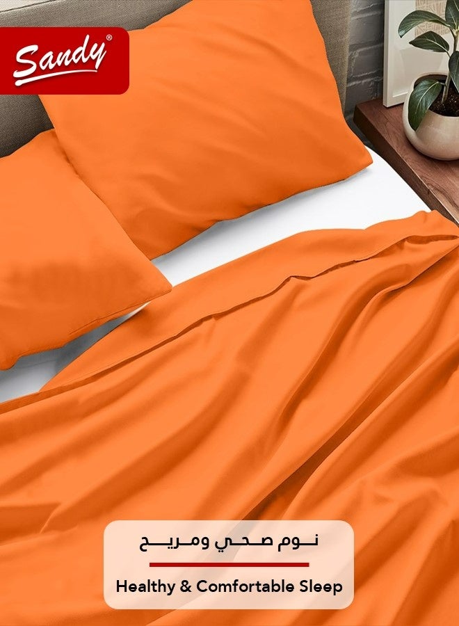 ساندي طقم شرشف سرير ساندي فاخر بجودة الفنادق مع أغطية وسادة، طقم من 3 قطع، شديد النعومة وجيد التهوية وبارد, مقاس دبل مفرد ونص 243 × 205 سم, برتقالي - Image 5