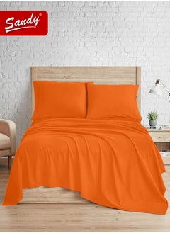 Sandy Sandy Premium Hotel Quality Flat Sheet and Pillow Cases, Bed Sheet 3 Pieces Set, Soft & Breathable and Cooling, Full Size 243 x 205 cm, Orange  - Image 1