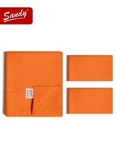 Sandy Sandy Premium Hotel Quality Flat Sheet and Pillow Cases, Bed Sheet 3 Pieces Set, Soft & Breathable and Cooling, Full Size 243 x 205 cm, Orange  - Image 2