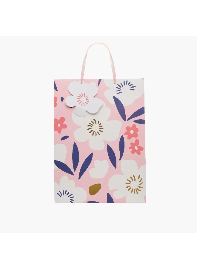 Findz Findz Floral Print Paper Gift Bag - Large