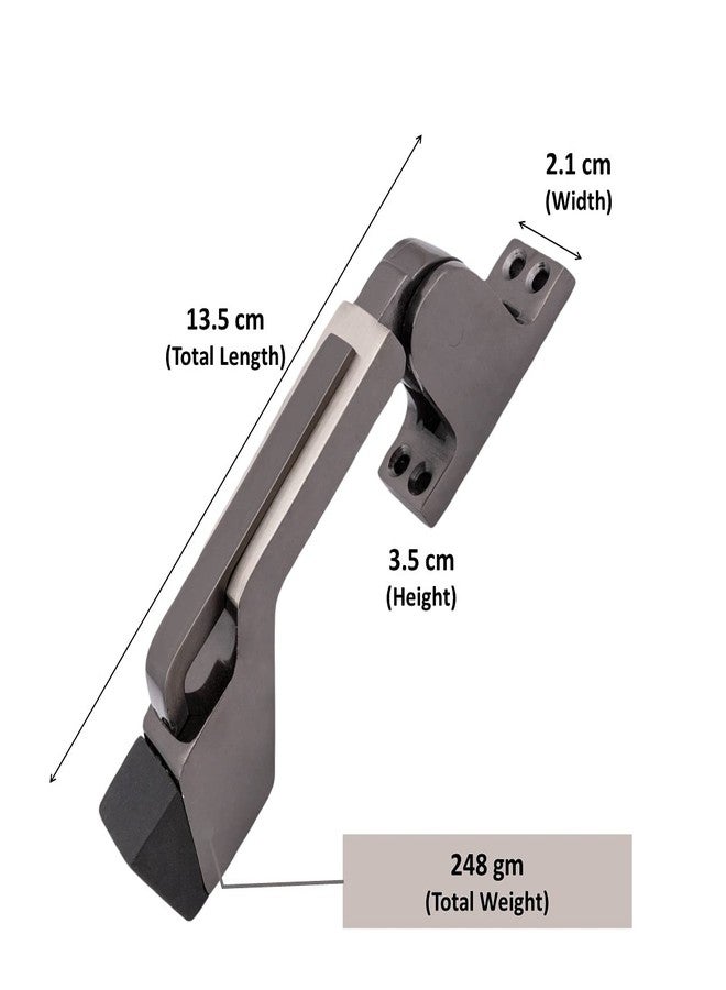 Atom Door Stopper | Kickdown Door Stop with One Touch | Adjustable Height & Rubber Tip 1.5 Inches, Door Stops (Black Silver Finish, DS002), Pack of 2 - Image 3