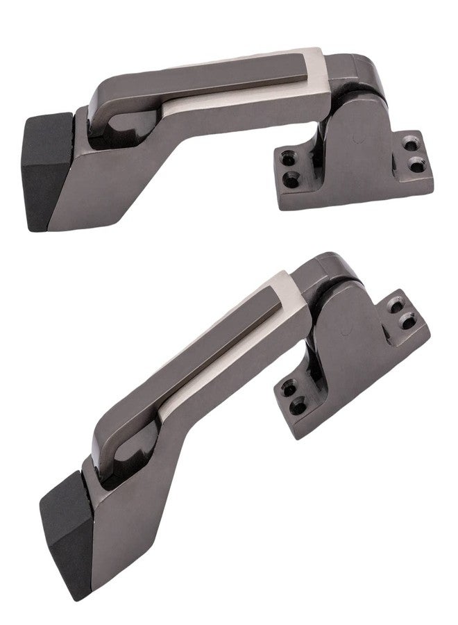 Atom Door Stopper | Kickdown Door Stop with One Touch | Adjustable Height & Rubber Tip 1.5 Inches, Door Stops (Black Silver Finish, DS002), Pack of 2 - Image 2