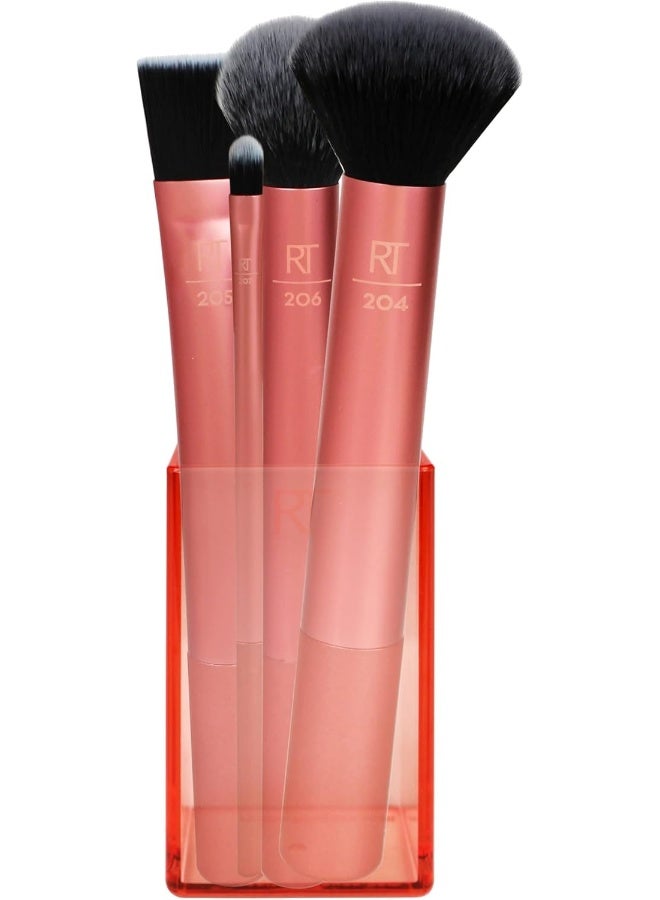 REAL TECHNIQUES 4-Piece Cruelty Free Flawless Base Brush Set Rose Gold/Black - Image 3