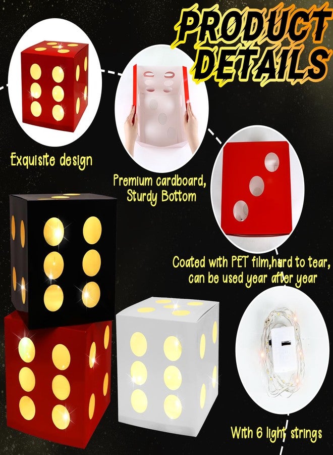 CHUNNIN 6 PCS Large Dice Favor Boxes with Light 11.8 Inch Casino Theme Party Decorations Las Vegas Birthday Balloon Boxes Casino Night Centerpieces Boxes for Game Night Birthday Party Supplies Favors - Image 3