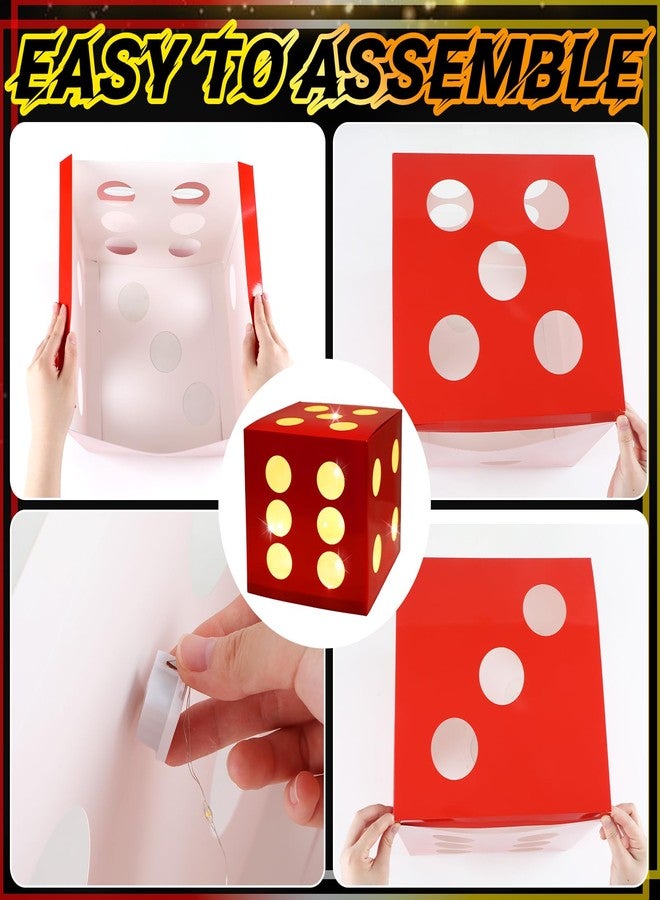 CHUNNIN 6 PCS Large Dice Favor Boxes with Light 11.8 Inch Casino Theme Party Decorations Las Vegas Birthday Balloon Boxes Casino Night Centerpieces Boxes for Game Night Birthday Party Supplies Favors - Image 4