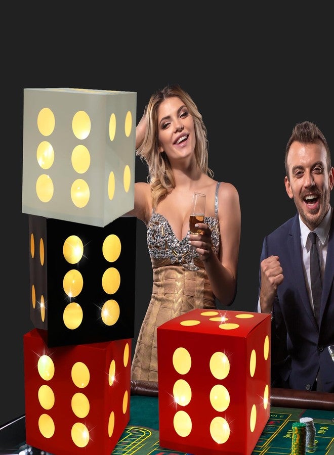 CHUNNIN 6 PCS Large Dice Favor Boxes with Light 11.8 Inch Casino Theme Party Decorations Las Vegas Birthday Balloon Boxes Casino Night Centerpieces Boxes for Game Night Birthday Party Supplies Favors - Image 5