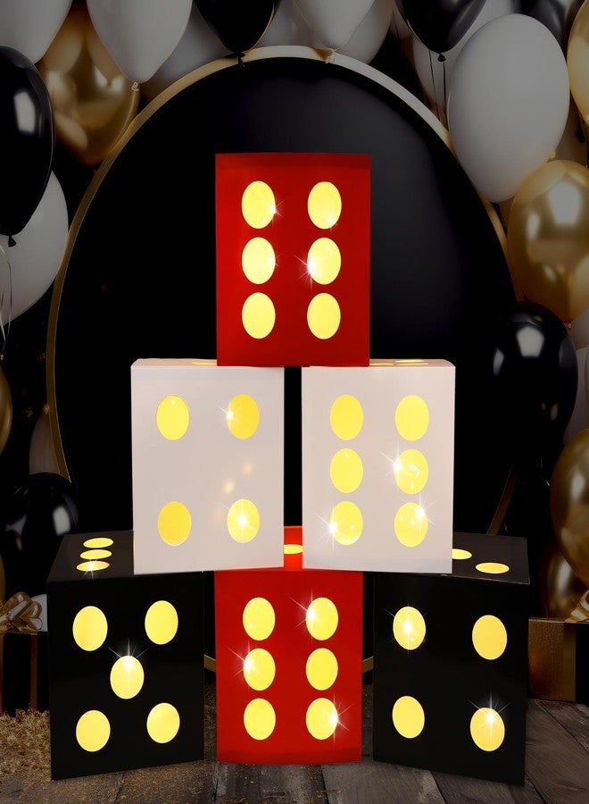 CHUNNIN 6 PCS Large Dice Favor Boxes with Light 11.8 Inch Casino Theme Party Decorations Las Vegas Birthday Balloon Boxes Casino Night Centerpieces Boxes for Game Night Birthday Party Supplies Favors - Image 1