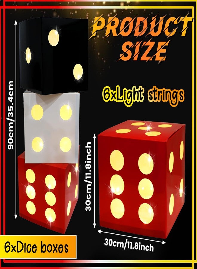CHUNNIN 6 PCS Large Dice Favor Boxes with Light 11.8 Inch Casino Theme Party Decorations Las Vegas Birthday Balloon Boxes Casino Night Centerpieces Boxes for Game Night Birthday Party Supplies Favors - Image 2