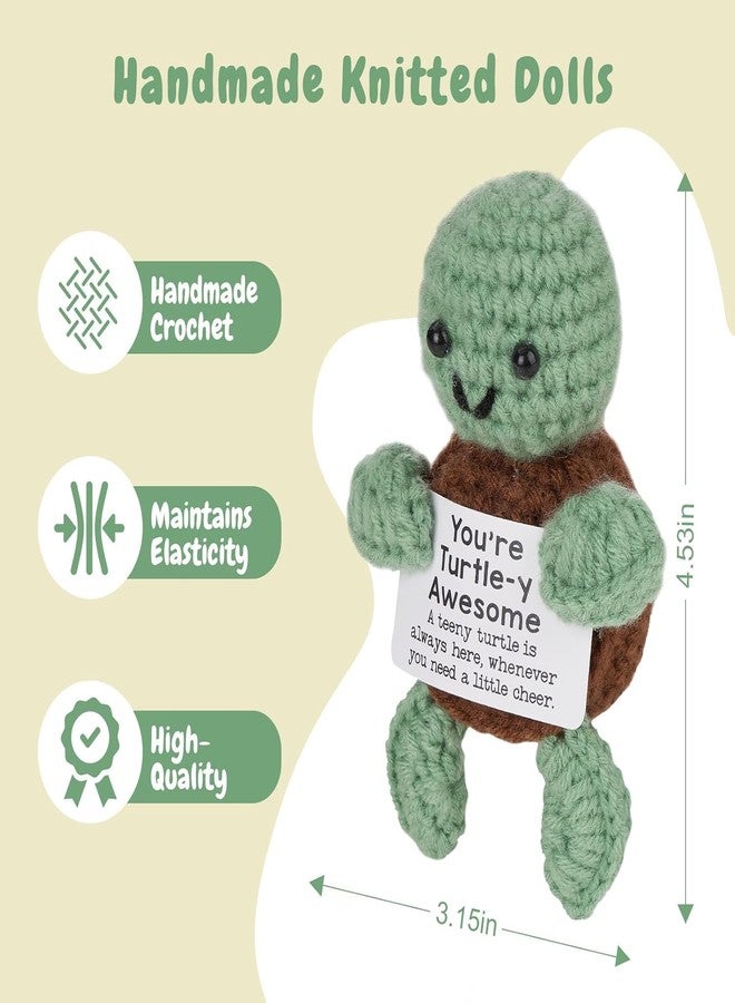 STORE 2508 Handmade Crochet Turtle Soft Toy with Motivational Message Card | Cute Emotional Support Gift for Kids Adults Desk Decor - Image 2