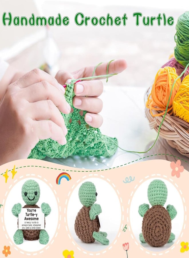 STORE 2508 Handmade Crochet Turtle Soft Toy with Motivational Message Card | Cute Emotional Support Gift for Kids Adults Desk Decor - Image 4