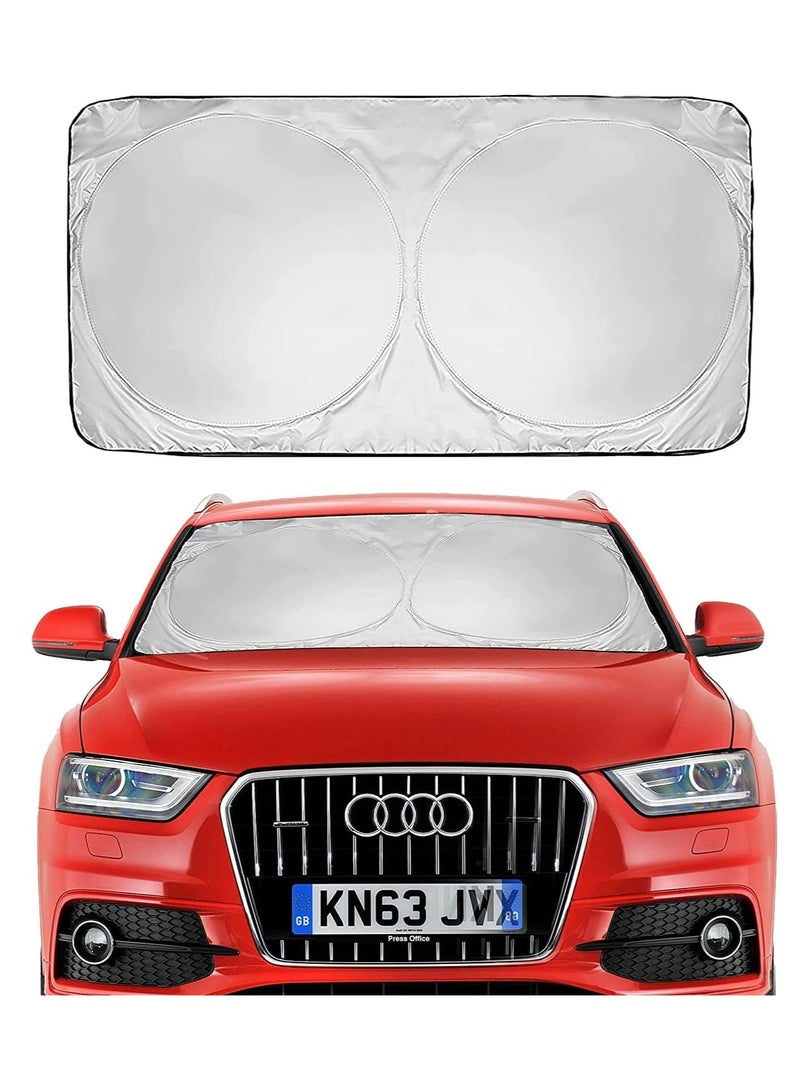 ECVV Car Windshield Sunshade with Storage Pouch Car Sun shade in Multiple Sizes Foldable 240T Material for Sun heat and UV rays protection Car interior accessories 59x29 Inch Standard - Image 1