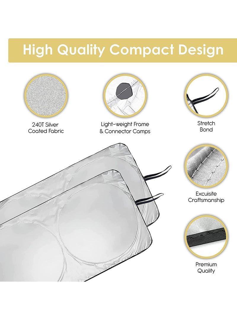 ECVV Car Windshield Sunshade with Storage Pouch Car Sun shade in Multiple Sizes Foldable 240T Material for Sun heat and UV rays protection Car interior accessories 59x29 Inch Standard - Image 3