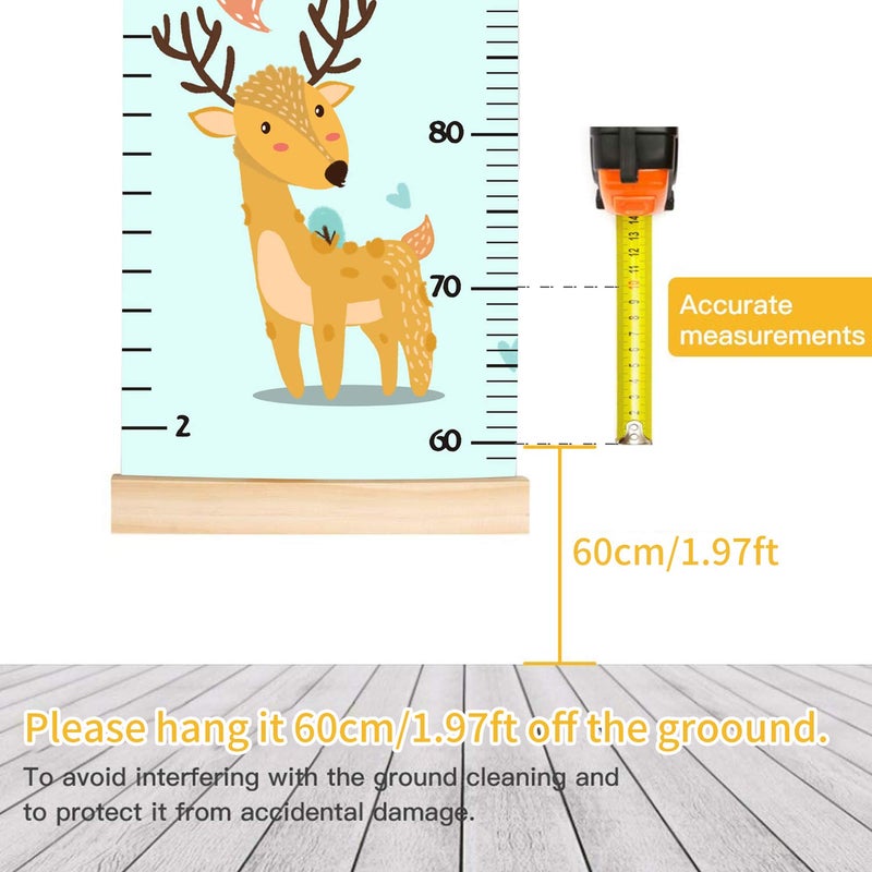 Lvpai Animals Growth Chart for Kids, Baby Height Chart, Canvas Height Measuring Rulers for Boys Girls (Animals 4) - Image 4