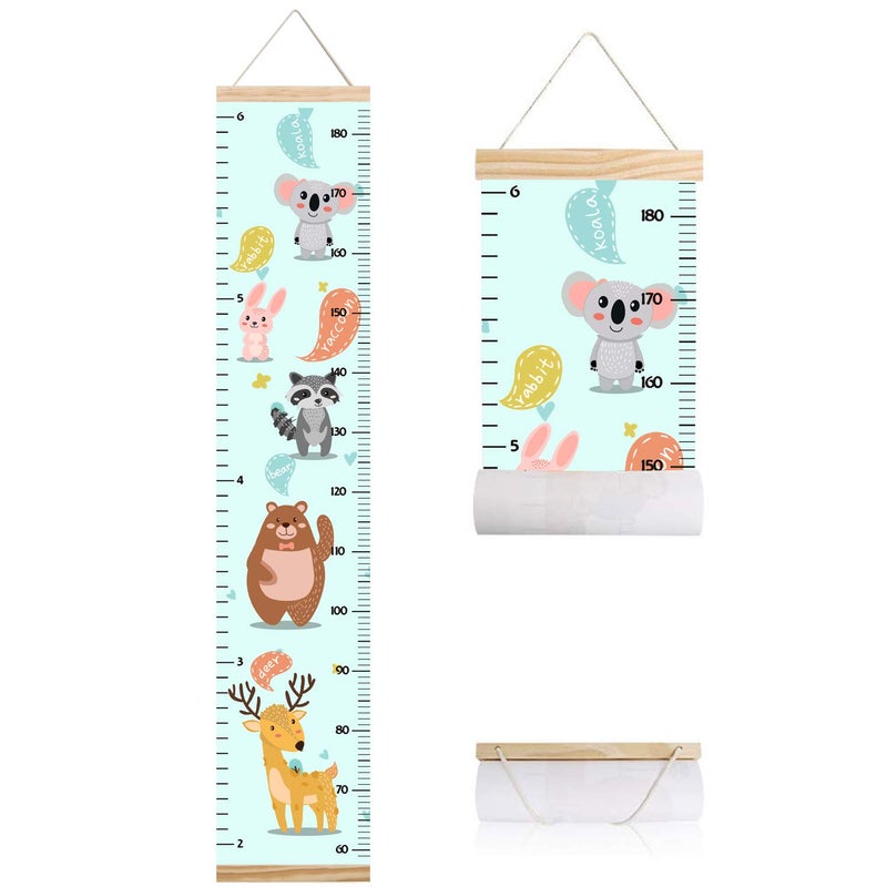 Lvpai Animals Growth Chart for Kids, Baby Height Chart, Canvas Height Measuring Rulers for Boys Girls (Animals 4) - Image 1