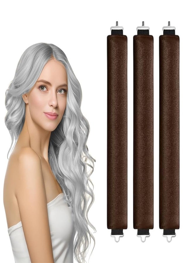 BLUSHIA Overnight Curls Heatless Hair Curler No Heat Satin Heatless Curling Rods Foam Sponge Hair Rollers for Short Long Hair - Brown (Pack of 3) - Image 1