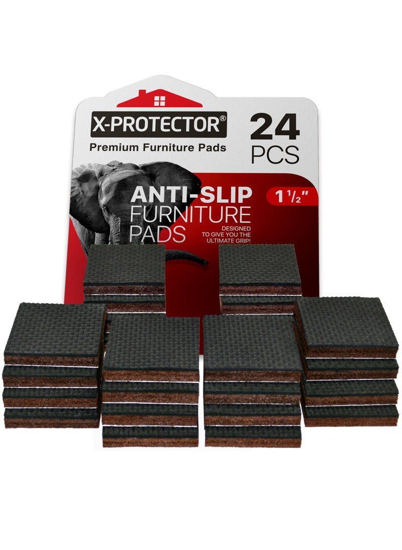 X-Protector X-PROTECTOR Non Slip Furniture Pads – 24 Premium Furniture Grippers 1 1/2"! Best SelfAdhesive Rubber Feet Furniture Feet – Ideal Non Skid Furniture Pad Floor Protectors – Keep Furniture in Place!  - Image 1