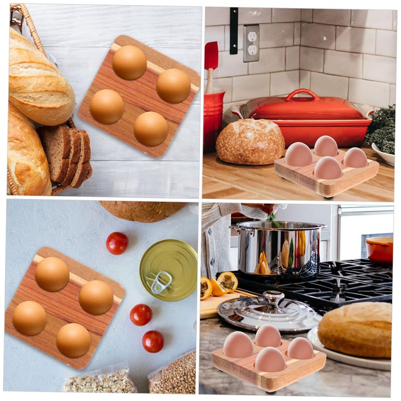 Wooden Egg Tray Rustic Egg Organizer Container For Refrigerator 2 Pieces - Image 4