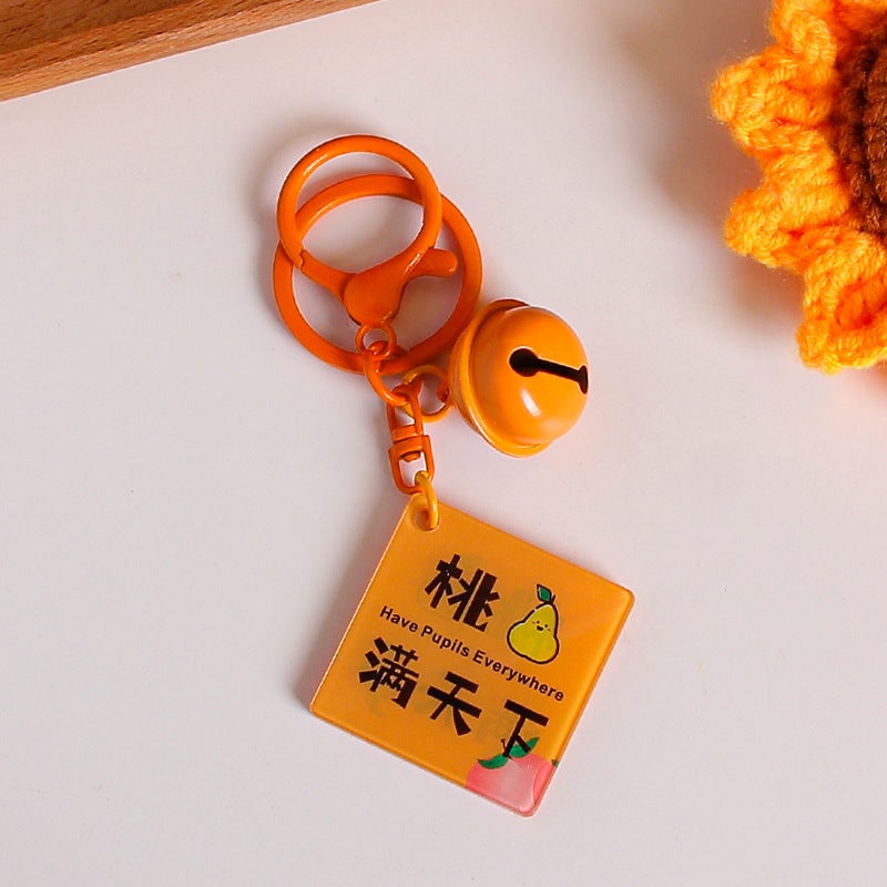 Acrylic Blessing Keychain Bag Charm Gift Peach and plum all over the world bell eight-character lobster clasp