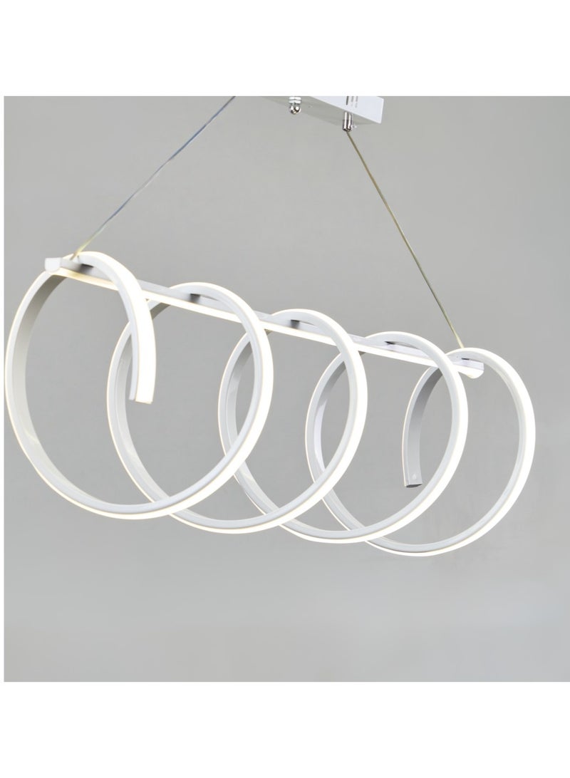 El Rawda Lighting Contemporary white  LED   4 -ring chandelier. Innovative  spiral  design and  stunning   ceiling  light for modern spaces. - Image 1