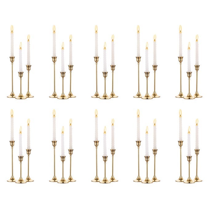 CANDLESTICK CANDLE HOLDERS 30 PCS CANDLE STICK HOLDER GOLD TAPER CANDLE HOLDER CANDLE STAND FOR WEDDING PARTY THANKSGIVING HALLOWEEN BIRTHDAY MANTEL BABY SHOWER TABLE CENTERPIECES DECOR