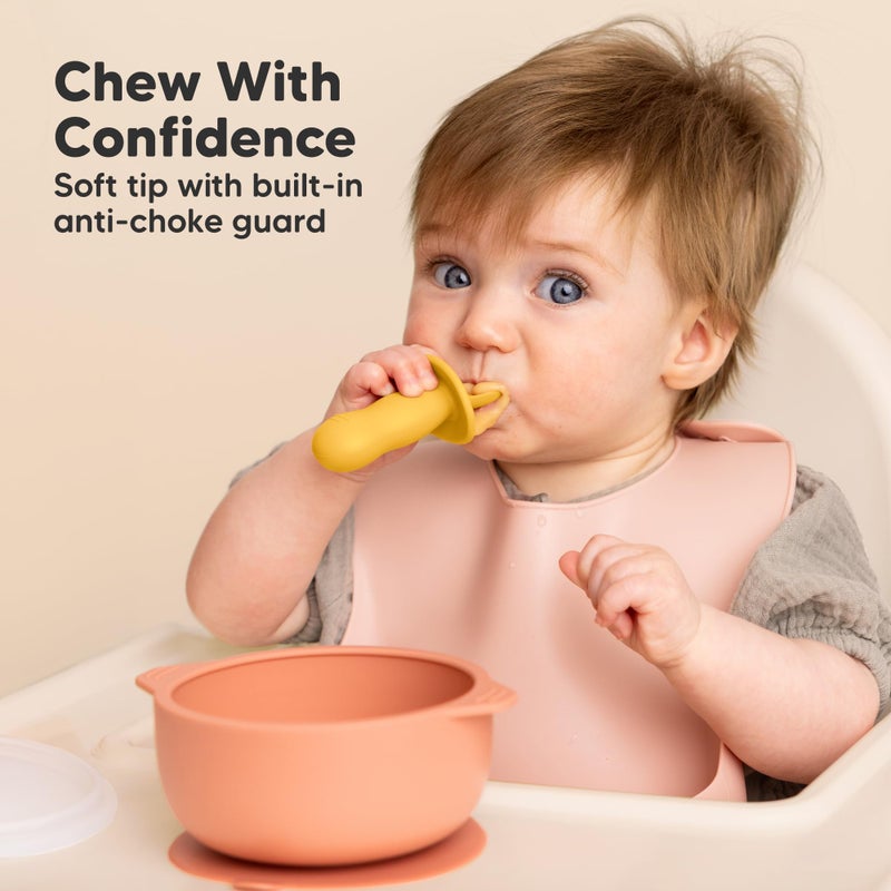 KeaBabies 4-Pack Silicone Baby Spoons and Forks Set - Baby Led Weaning Utensils 6-12 Months, Self Feeding Toddler Spoon & Fork for Training, Teething, Easy to Hold, BPA-Free Silicone (Valiant) - Image 4