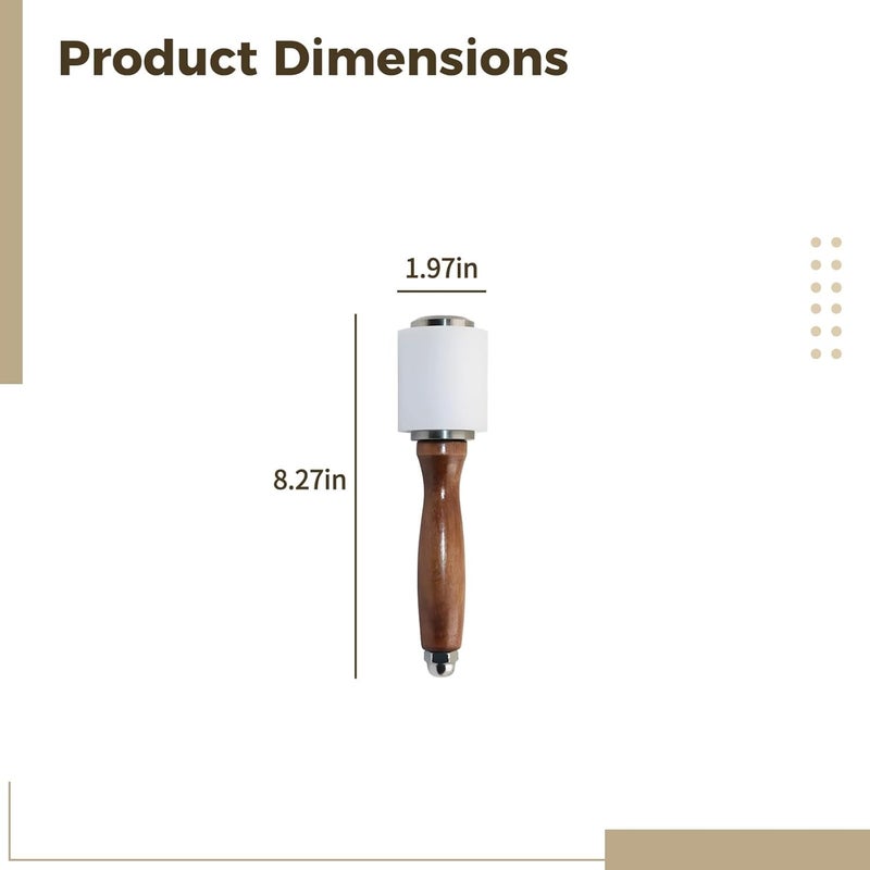 0.7 مطرقة نحت الجلود برأس نايلون ومقبض من خشب الورد لأعمال الجلود، وصناعة الجلود DIY، والنقش البارز والختم - Image 4