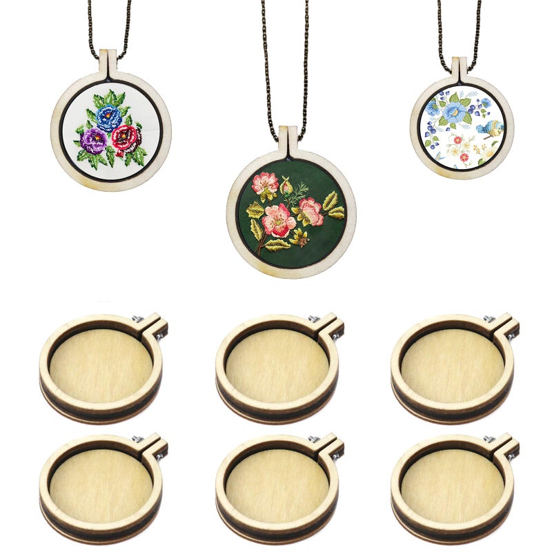 Dnyta 10pcs Mini Embroidered Hoop Round Tiny Cross Stitch Hoops for Art Craft Sewing Keychain Earrings Jewelry16