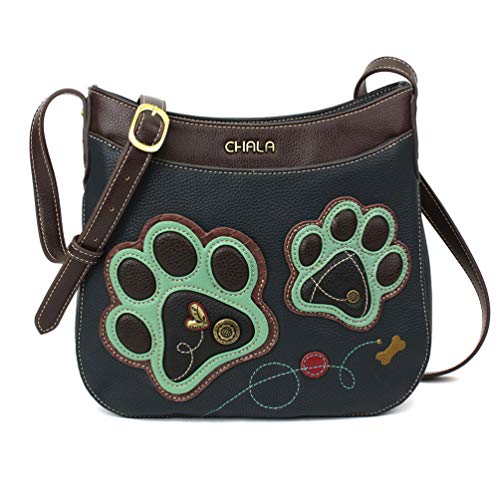 CHALA Crescent Crossbody Women Shoulder Purse with Adjustable Strap - Paw Print - navy - Image 4