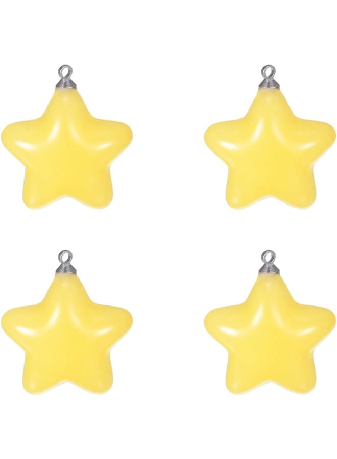 sourcing map Star Pendants Charm, 4Pcs 26mm Acrylic Bead Pendants with Loop for Bracelet Jewelry Making DIY Handicrafts, Yellow - Image 1