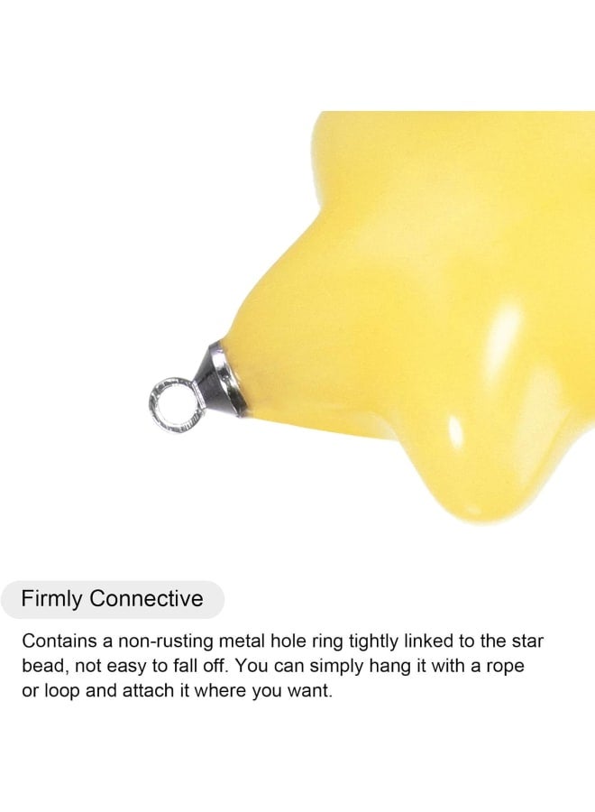 sourcing map Star Pendants Charm, 4Pcs 26mm Acrylic Bead Pendants with Loop for Bracelet Jewelry Making DIY Handicrafts, Yellow - Image 4