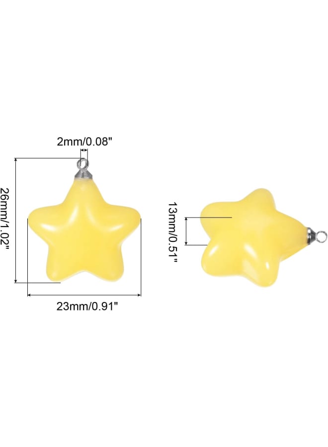 sourcing map Star Pendants Charm, 4Pcs 26mm Acrylic Bead Pendants with Loop for Bracelet Jewelry Making DIY Handicrafts, Yellow - Image 2
