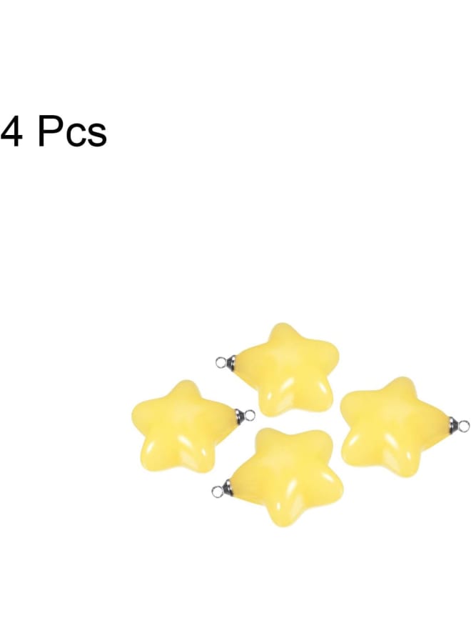 sourcing map Star Pendants Charm, 4Pcs 26mm Acrylic Bead Pendants with Loop for Bracelet Jewelry Making DIY Handicrafts, Yellow - Image 3