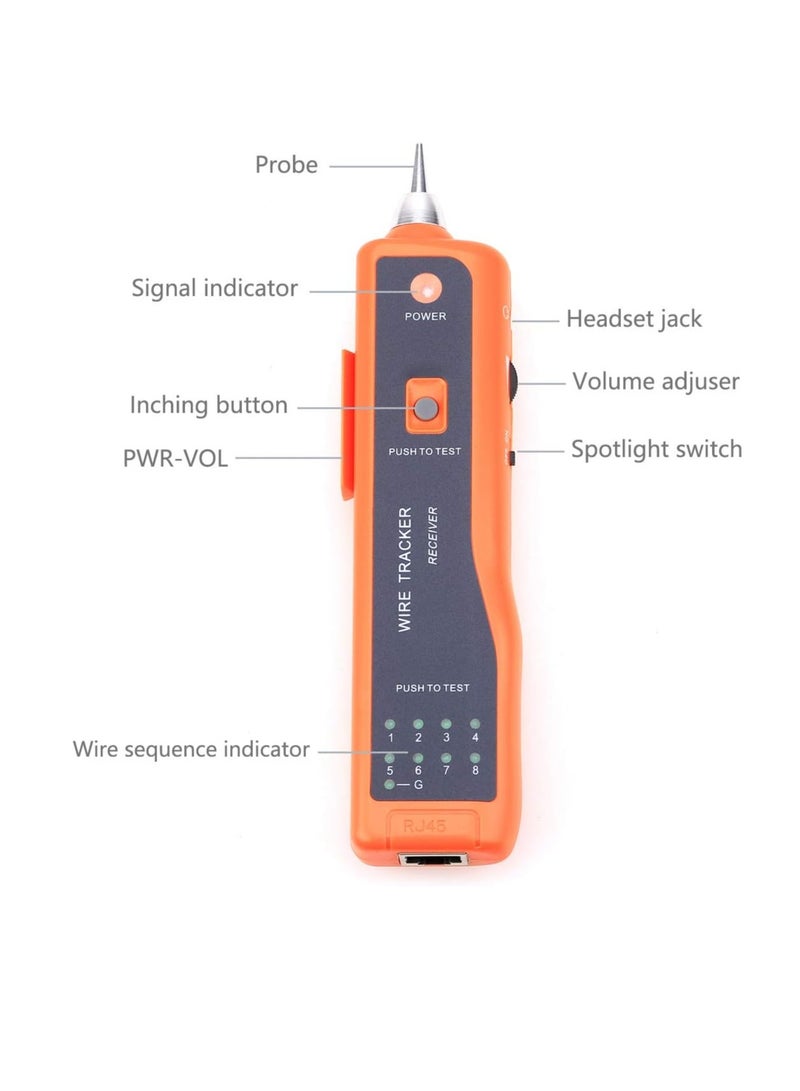 igeekwell Wire Tracker RJ45 RJ11 Finder for Telephone Network Wire Lan Cable for Line DC Detecting/Anode/Cathode Determination Diagnose Tone Networking Tool with Crystal Head - Image 2