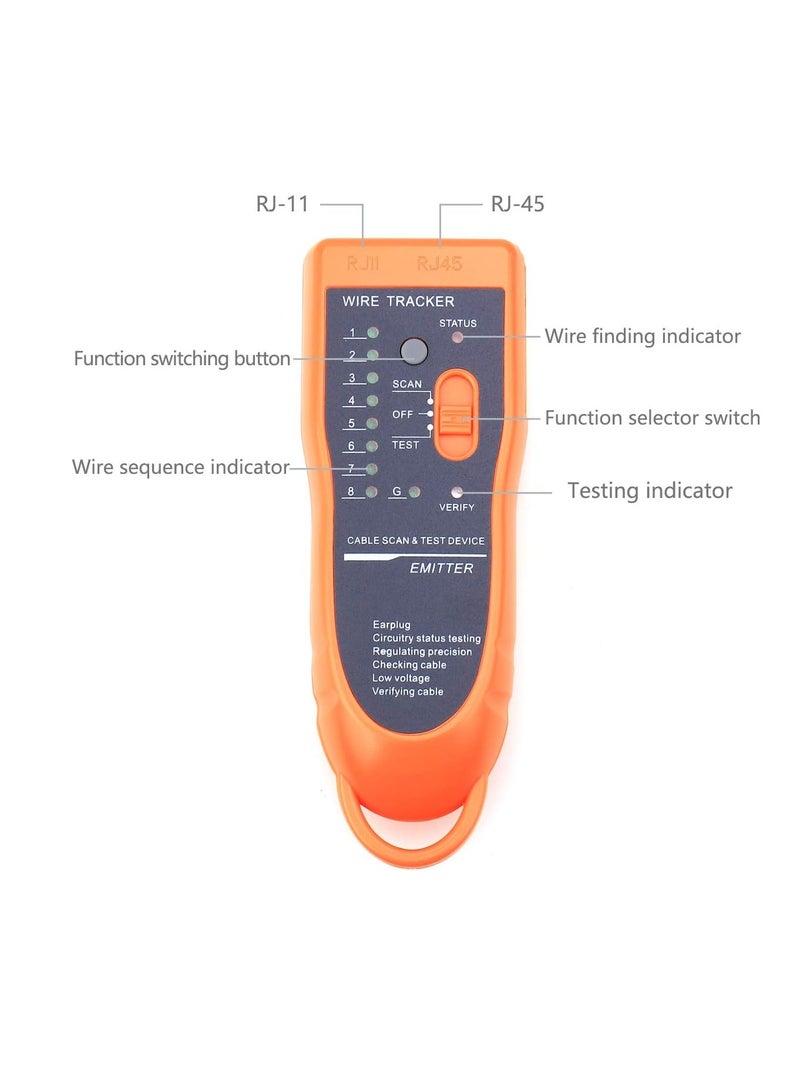 igeekwell Wire Tracker RJ45 RJ11 Finder for Telephone Network Wire Lan Cable for Line DC Detecting/Anode/Cathode Determination Diagnose Tone Networking Tool with Crystal Head - Image 3