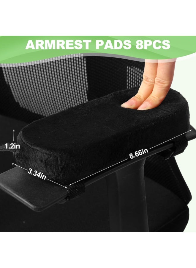 Relex 8PCS Extra Thick Chair Armrest Cushions, Ergonomic Elbow Pillow  with Memory Foam armrest Pads, Armrest Pads Pressure Relief for Office Chair Gaming Chair Armrest (Black) - Image 4