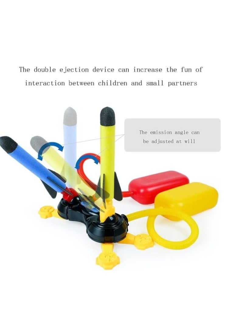 JUNI Dual Stomp Rocket Launcher Toy For Kids Outdoor Shoots Up To 100 Feet Jump Rocket Set 6 Foam Rockets And 2 Stomp Launcher - Image 5