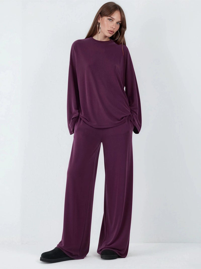 BUSEM Relaxed Fit Crew Neck Long Sleeve Blouse - Image 2