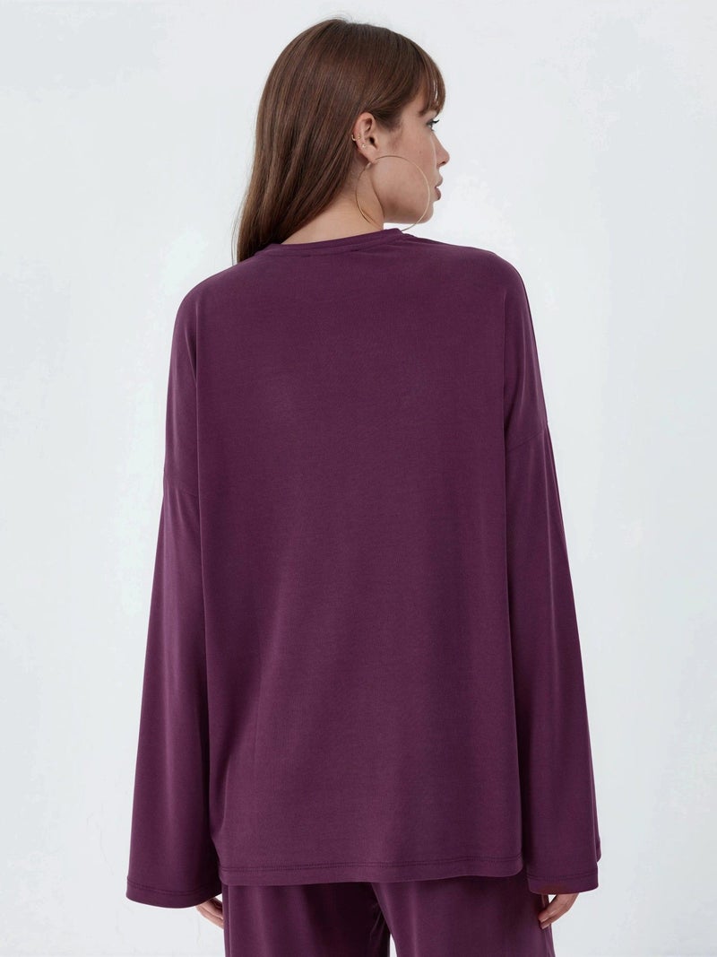 BUSEM Relaxed Fit Crew Neck Long Sleeve Blouse - Image 5