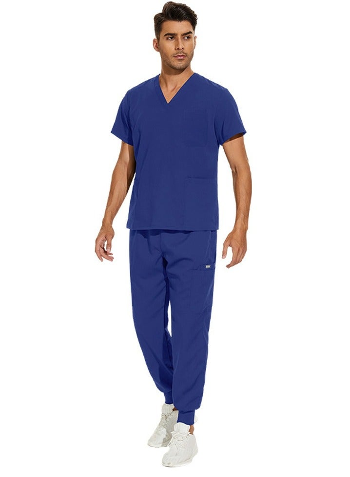 Loquat Medical Uniform Scrubs 2 Piece Set V-Neck Top and Jogger Pants Suit Royal Blue - Image 2