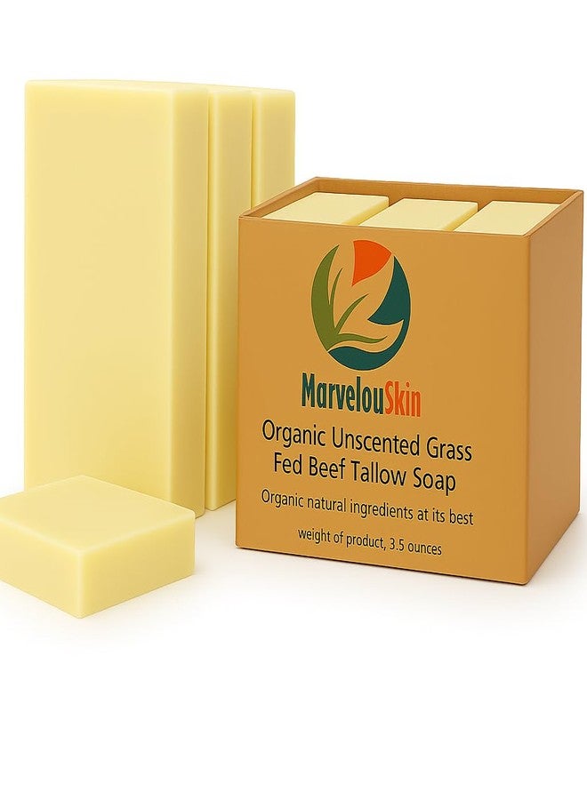 Marvelouskin Unscented Tallow Soap - Fragrance-Free Bar for Babies and Sensitive Skin - Grass-Fed, Toxin-Free, and Ultra-Gentle - Pack of 3 - Image 1