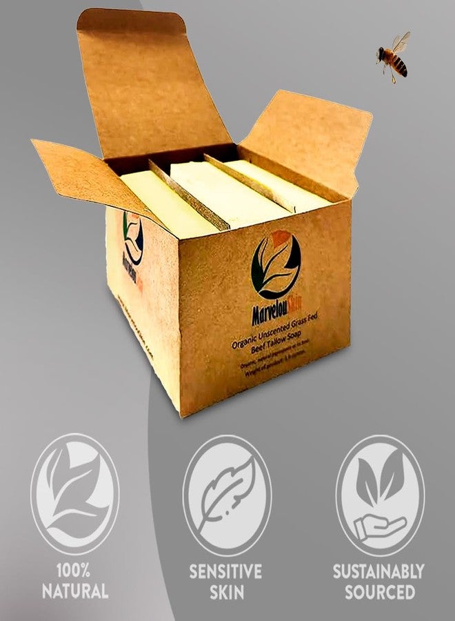 Marvelouskin Unscented Tallow Soap - Fragrance-Free Bar for Babies and Sensitive Skin - Grass-Fed, Toxin-Free, and Ultra-Gentle - Pack of 3 - Image 5