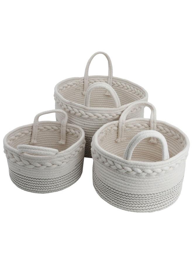Alsaif Cotton Baskets Set 3 Pieces White  - Image 1