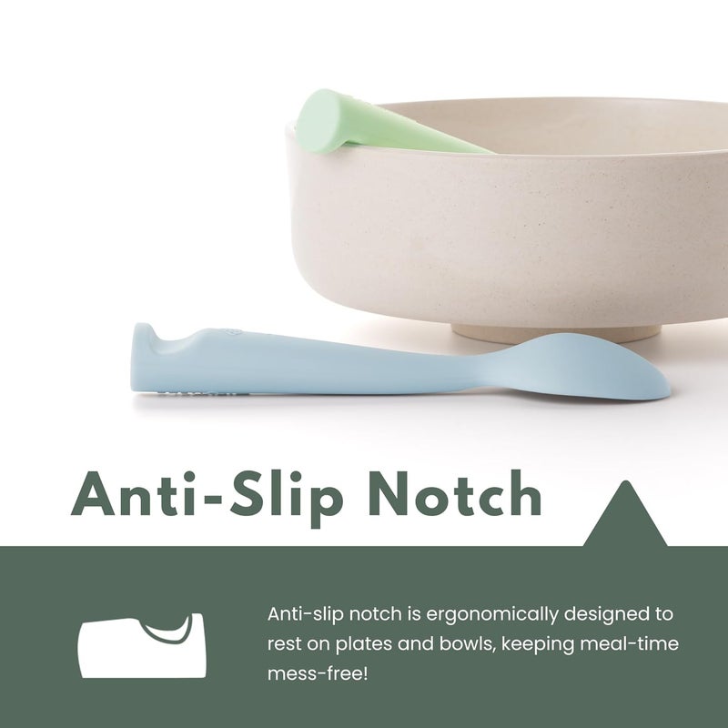 Miniware Silicone Baby Spoon for Training - BPA Free Baby Utensils - Baby Spoons Self Feeding 6 Months | 100% Food Grade Silicone - Modern & Dishwasher Safe Toddler Spoons (Aqua and Pistachio) - Image 3