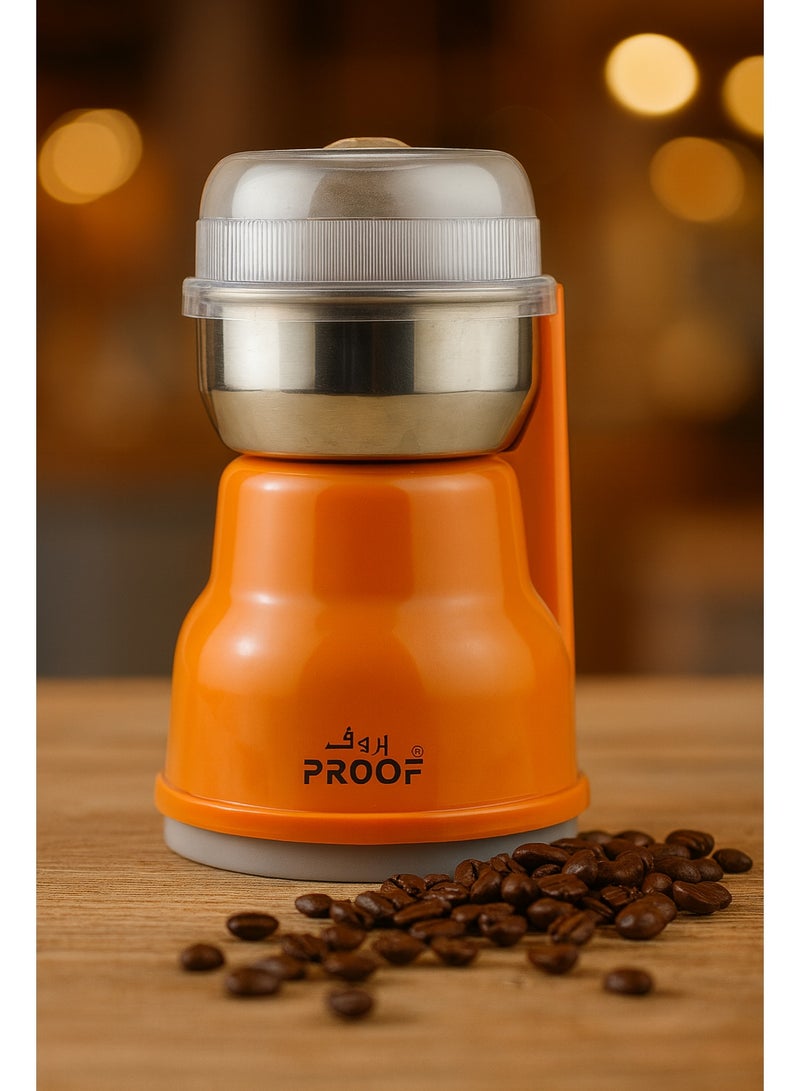 برووف مطحنة قهوة كهربائية 200 وات منزلية عالية الكفاءة من PROOF – تصميم متين بطحن سريع ودقيق